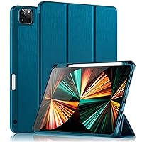Wenlaty Case for iPad Pro 11 Inch 4th Generation 2022 with Pencil Holder, Protective Cover with Soft TPU Back, Also Fit for iPad 11 Pro Case 3rd Generation 2021 /2nd Generation 2020, PeacockBlue