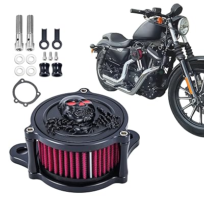  Air Cleaner Intake Filter Kit Updated Version CNC Motorcycle  Air Filter Compatible with Harley Sportster Iron 883 Dark Custom XL883  1998-2017 : Automotive
