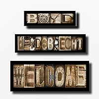 Personalized Name Pictures, Alphabet Letter Art, Rustic Architecture Sign, Realtor Closing Gifts, Blended Wedding,