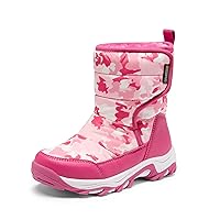 DREAM PAIRS Boys Girls Snow Boots Waterproof Hook and Loop Mid Calf Faux Fur Lining Winter Shoes for Little/Big Kids