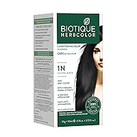 Bio Herbcolor 1N Natural Black, 50 g + 110 ml (Conditioning Color No Ammonia) I With 9 Organic Herbal Extracts I Last up to 26 Shampoo (1N Natural Black)