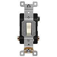 ENERLITES 20 Amp Toggle Switch, 3-Way or Single Pole, 20A 120/277V, Grounding Screw, Commercial Grade, UL Listed, 83201-LA, Light Almond