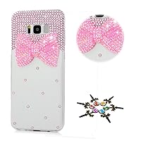STENES Galaxy J7 (2018) Case - Stylish - 100+ Bling Crystal - 3D Handmade Big Bowknot Design Bling Cover Case for Samsung Galaxy J7 2018/Galaxy J7 Refine/Galaxy J7 Star - Pink