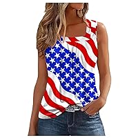 Women 4th of July Tank Tops Fashion Womens Clothing 2024 Spring Break Outfit Women Womens Button Down Blouse Shirts for Women Womens Sleeveless Tank top Black Off Shoulder top