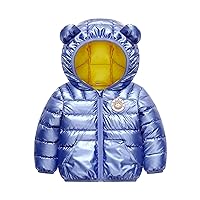 Toddler Winter Windproof Cartoon Luminous Rabbit Pattern Bear Ears Hooded Coat Jacket Children's Warm Down Boys