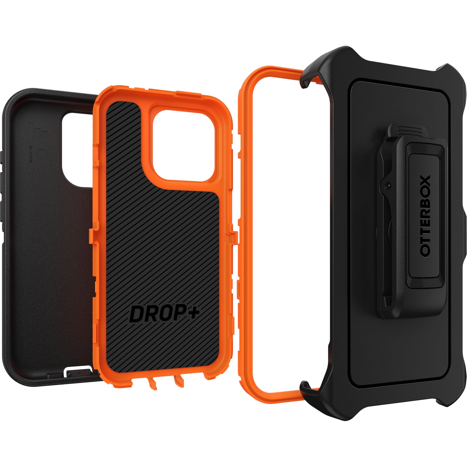 OtterBox iPhone 15 Pro (Only) Defender Series Case - REALTREE EDGE (Blaze Orange/Black/RT Edge) , rugged & durable, with port protection, includes holster clip kickstand