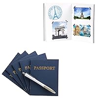 Products Blank Passport Books, Kids Pretend Passport - Travelers' Notebook Passport, 24 Blank Pages for Decorating, Learning & Fun - 4 1⁄4” x 5 1⁄2”, 12 Books