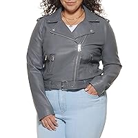 Women's Belted Faux Leather Moto Jacket (Regular & Plus Size)