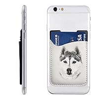 Siberian Husky In The Snow Leather Mobile Phone Wallet Cute Card Holder Credit Card Holder Id Protective Cover Mobile Phone Back Pocket