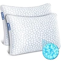 Luxury Cooling Memory Foam Pillows 2 Pack, Bed Pillows Queen Size Set of 2, Adjustable Gel Pillows for Side, Back Sleepers with Removable Cover