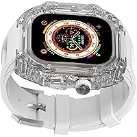 Luxury Crtstal Transparent Watch Case Rubber Bands，For Apple Watch Ultra 49mm 8/7/6/5/4/SE 45mm 44mm，Women Hard PC Bezels RM Style Watch Sport Wrist Band Accessories