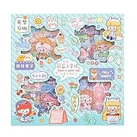 Cute Transparent Decorative Stickers Set 32 Sheets Lovely Cartoon Scrapbook Decal for Journaling Diary DIY Art Crafts Stationery Stickers Journal Stickers for Journaling Pet Scrapbooking Stickers