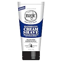 Magic Razorless Shaving Cream for Men, Hair Removal Cream, Regular Strength for Normal Beards, No Razor Needed, Depilatory Cream Works in 4 Minutes, 6 oz