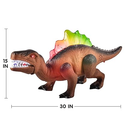 JOYIN 2 Pcs Big LED Light Up Dinosaur Toys, Walking Realistic T-Rex Dinosaur Figures with Roaring Sound, Electronic Dino Toys for Kids, Easter Basket Stuffers, Birthday Party Favor