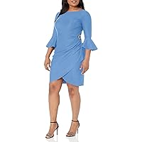 Alex Evenings Women's Plus-Size Short Slimming Sheath Dress with Bell Sleeves
