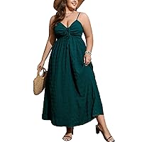 Women's Plus Size Summer Dress Spaghetti Strap Sleeveless Sweetheart Neck Swing A Line Maxi Long Dress