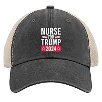 Nurse for Trump 2024 Caps Gym Hat AllBlack Mens Baseball Cap Gifts for Girlfriends Cycling Caps