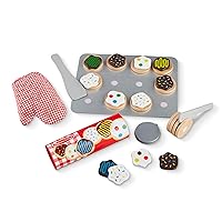 Melissa & Doug Slice and Bake Wooden Cookie Play Food Set - Pretend Cookies And Baking Sheet, Wooden Play Food Set, Toy Baking Set For Kids Ages 3+