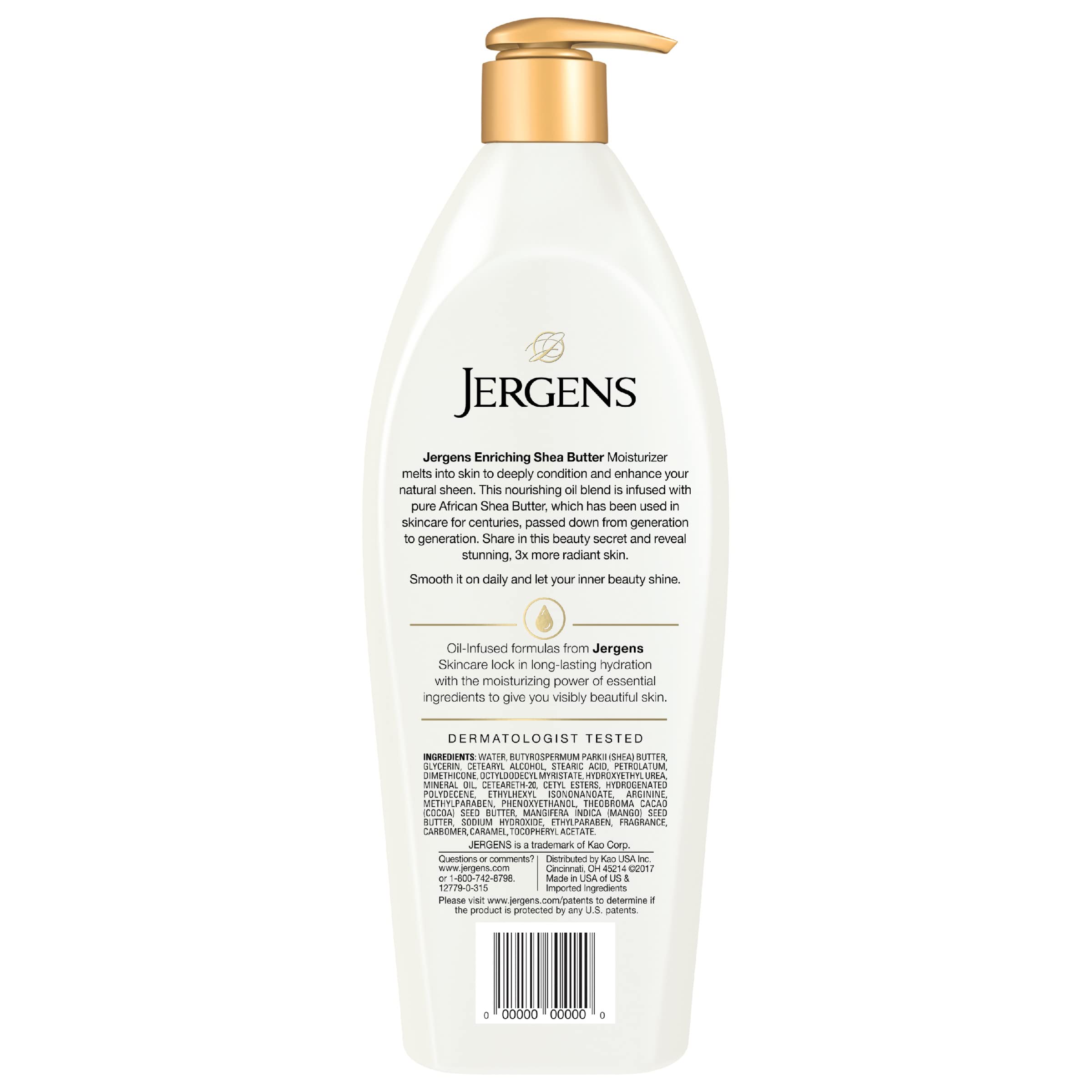 Jergens Hand and Body Lotion, Pure Shea Butter Deep Conditioning Body Moisturizer, Dermatologist Tested, 26.5 oz