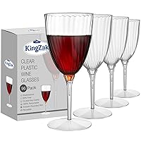 Premium Wine Glasses 8 oz. Clear Hard Plastic 1-Piece Disposable Cups Value Pack-96 Count
