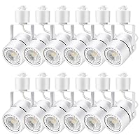 10W LED Track Lighting Heads - Adjustable Track Lighting Fixtures for Retail Artwork - Cool White - H Type Track Lights - 120V 24° Angle Halo Type - Pack of 12 (White)