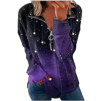 Women's Half Zip Pullover Oversized Sweatshirts Long Sleeve Fall Shirts Plus Size Tunic Blouses Going Out Tops