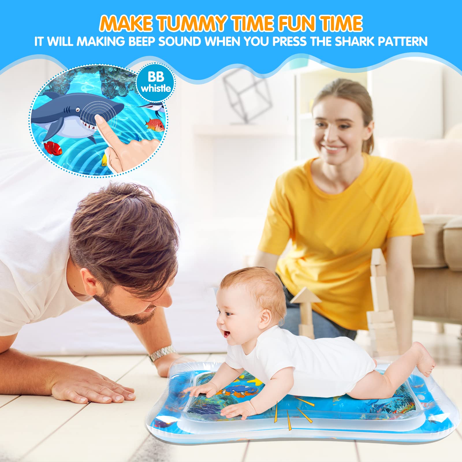 VOCH GALA Inflatable Tummy Time Water Mat, Baby Toys for 3 6 9 12 Months Infant Boys Girls, Ideal Gift for Baby to Meet Milestone