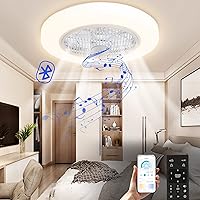 TCFUNDY Enclosed Low Profile Ceiling Fan with Light, Bluetooth Speaker, Dimmable LED Lighting, 22
