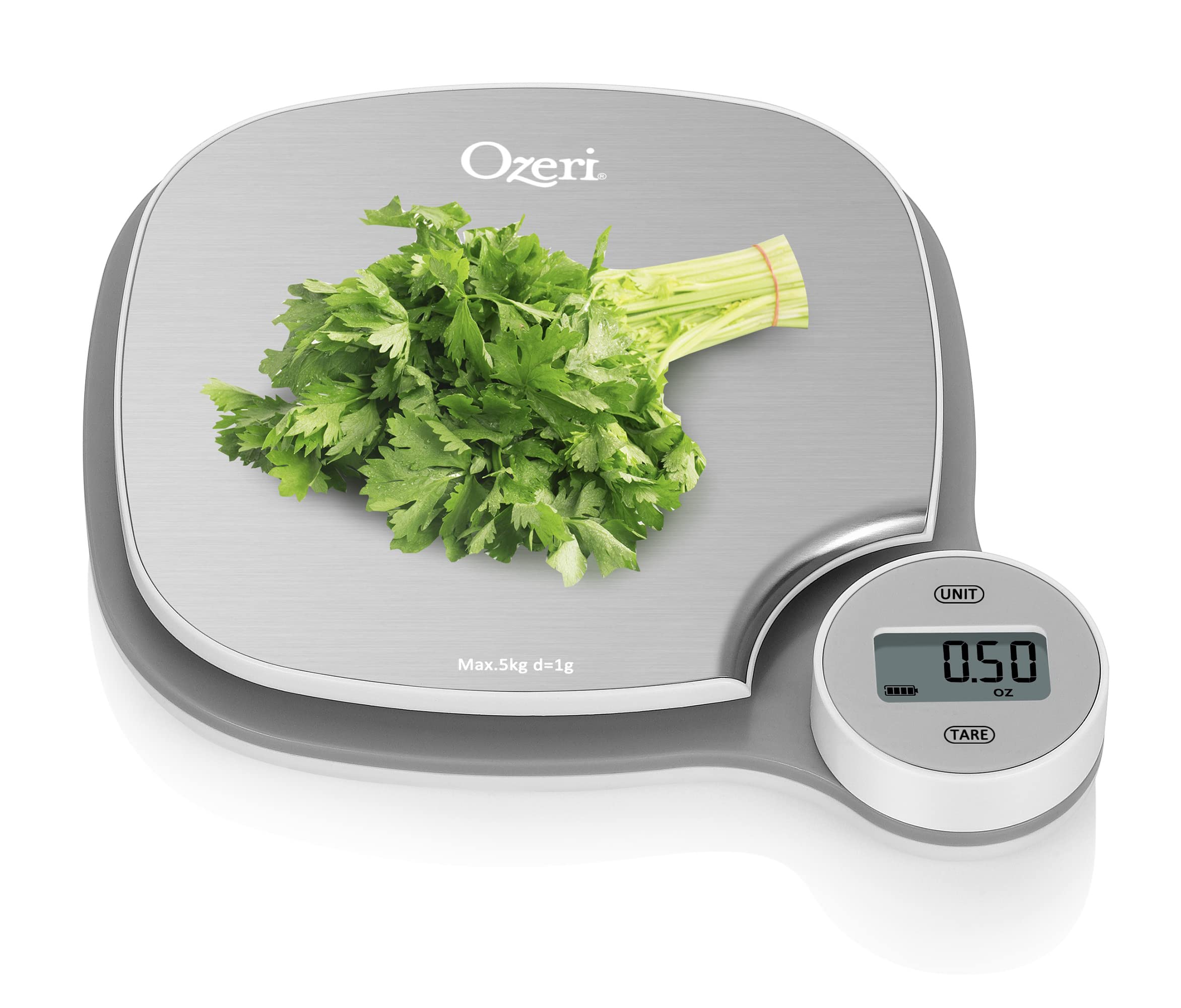 Ozeri Battery-Free Kitchen Scale, Kinetic Charging Technology, Stainless Steel