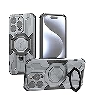 YEXIONGYAN-Slim Shockproof Case for iPhone 14Pro Max/14 Pro/14 Plus/14 Magnetic Phone Cover with Ring Stand and Camera Hole Protection (14 Pro Max,Gray)