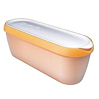 Tovolo Glide-A-Scoop Ice Cream Tub, 1.5 Quart, Insulated, Airtight Reusable Container With Non-Slip Base, Stackable on Freezer Shelves, BPA-Free, Orange Crush