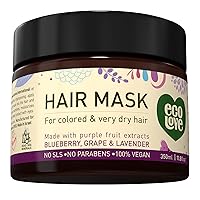 ecoLove Hair Mask for Dry Damaged Hair, Natural Hair Mask Deep Conditioning,Hair Mask for Color Treated Hair, No SLS or Parabens – with Natural Lavender Extract -Vegan and Cruelty-Free. 11.8 oz