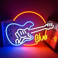 Live Music Neon Signs Guitar Shape LED Signs Music Neon Lights Game Art LED Neon Signs for Wall Decor Music Studio Neon Light Signs USB Powered Switch Lights Up Sign for Music Studio Party Lover Girl Boy(Colorful Guitar Live)