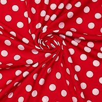 Polka Dot Poly Crepe Printed Soft and Light Weight Fabric by The Yard for Rich Look and Feel Garments, Gowns, Night Suits and Dresses (10 Yard,Red)