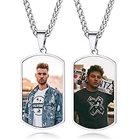 Custom4U Picture Necklace Personalized Custom Dog Tag/Disc/Heart Pendant Picture Jewelry Engraved Memory Chain with Photo Name Customized Photo Gifts for Men Women (Gift Box)