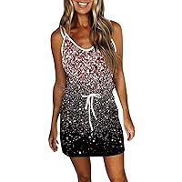 Dresses for Women 2024 Fashion Summer Printed Loose Sleeveless V-Neck Dress with Pockets