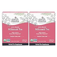 Earth Mama Organic Milkmaid® Tea | Lactation Support Herbal Tea Bags for Breastfeeding, Decaf Lactation Supplement for Increased Breast Milk Production, With Milk Thistle & Fenugreek (16 Count, 2-Pack)