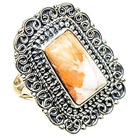 Ana Silver Co Large Scolecite Ring Size 6.25 (925 Sterling Silver) - Handmade Jewelry, Bohemian, Vintage RING96128