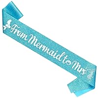 Mermaid Bridal Bachelorette Party Sash Teal Blue Glitter From Mermaid to Mrs Sash Mermaid Bachelorette Party Sash Mermaid Bridal Shower Party Supplies for Engagement Wedding Party Decorations