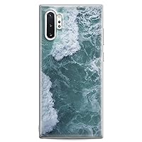 Case Compatible with Samsung S24 S23 S22 Plus S21 FE Ultra S20+ S10 Note 20 S10e S9 Nature Cute Flexible Silicone Ocean Waves Design Slim fit Aqua Cool Sea Water Foam Print Clear Woman Summer