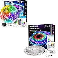 DAYBETTER RGBW IC LED Strip Lighting, 16.4ft Smart RGB+White(6500K) 4 Color in 1 Strip Lights & Led Strip Lights 200ft (2 Rolls of 100ft) Smart Light Strips with App Control Remote