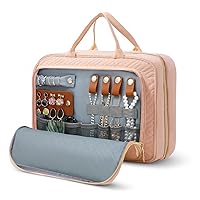 WOOMADA Toiletry Bag with Hanging Hook, Travel Toiletry Bag with Jewelry Organizer Compartment, Large Travel Makeup Bag Cosmetic Organizer for Brushes Set, Shampoo, Full Sized Container for Women