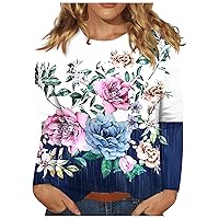 Tops for Women Casual Autumn, Women's Fashion Casual Long-Sleeve Print Round Neck Pullover Top Shirt