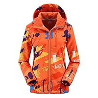 Women Soft-Shell Hooded Jacket, Fitted Windproof & Waterproof Fleece Lining Jacket Outdoor Jacket For Hiking Skiing