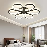 Modern LED Ceiling Light Chandelier with Remote and Amazon Alexa Echo Control Lamp for Kitchen Living Room Bedroom Game Dining (Black, 35 inches / 90CM)