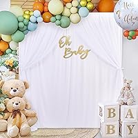 White Tulle Backdrop Curtain 5ft x 7ft Wedding Photo Drape for Backdrop 2 Layers Sheer Curtains for Baby Shower Birthday Party