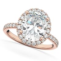 Allurez 14k Gold (3.51ct) Oval Cut Halo Diamond Engagement Ring
