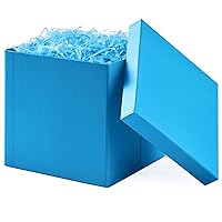 Hallmark Medium Gift Box with Lid and Shredded Paper Fill (Turquoise Blue 7 inch Box) for Birthdays, Graduations, Anniversaries, Baby Showers, All Occasion