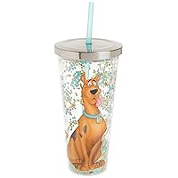Spoontiques - Glitter Filled Acrylic Tumbler - Glitter Cup with Straw - 20 oz - Stainless Steel Locking Lid with Straw - Double Wall Insulated - BPA Free - Scooby Doo