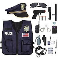 Police Officer Costume for Kids Cop Toddler Boy Costumes for Pretend Play Cosplay Set Ages 3-7